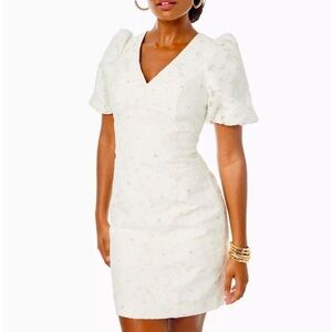 Lilly Pulitzer Citra Elbow Sleeve Organza Dress Resort White